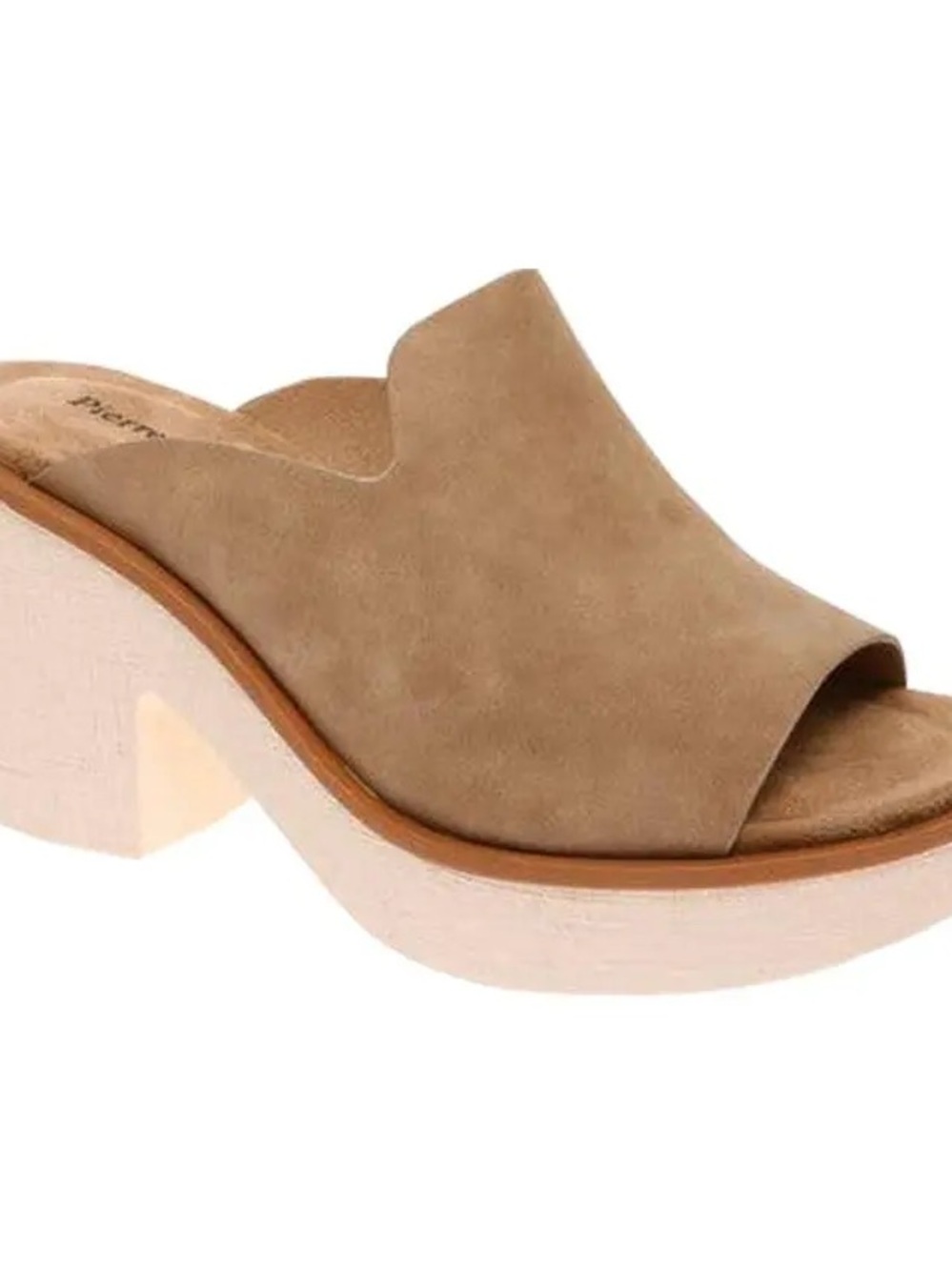 Pierre Dumas Taupe Suede Open-Toe Slide Mules